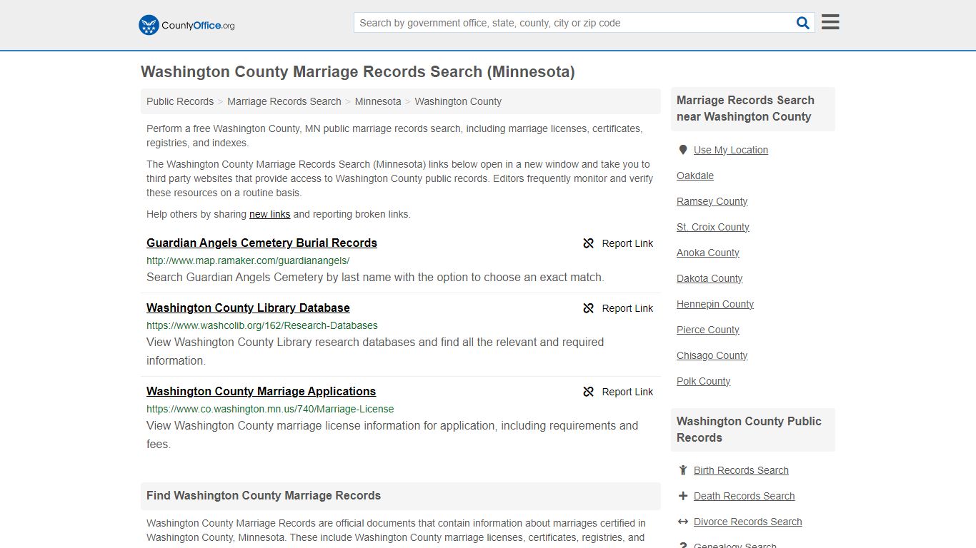 Washington County Marriage Records Search (Minnesota) - County Office